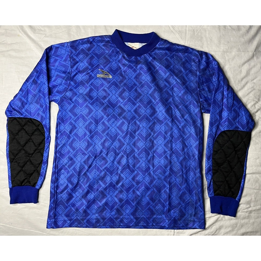 Score Soccer Jersey Adult Size Small Blue Diamond Long Sleeve Vintage 1990s
